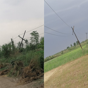 بنگلہ گرڈ سٹیشن کے قریب بجلی کے کھمبے گرنے لگے